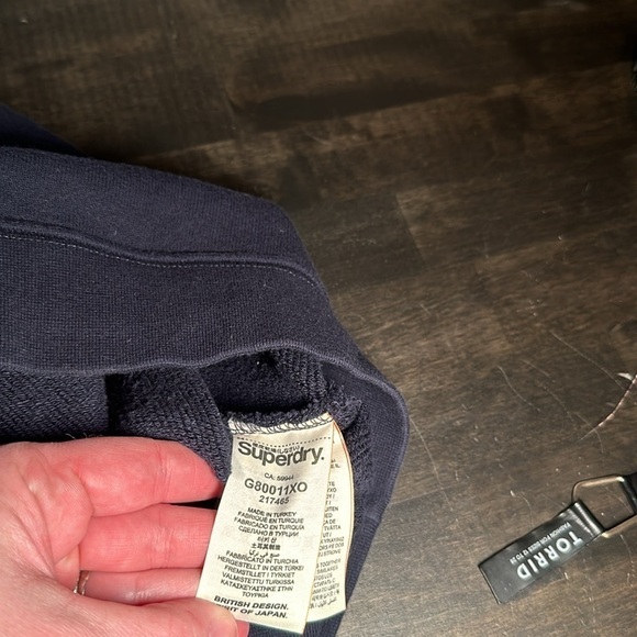 SuperDry Navy Sweatshirt Dress Embroidered Spellout Has Pockets Size Small - Picture 8 of 10